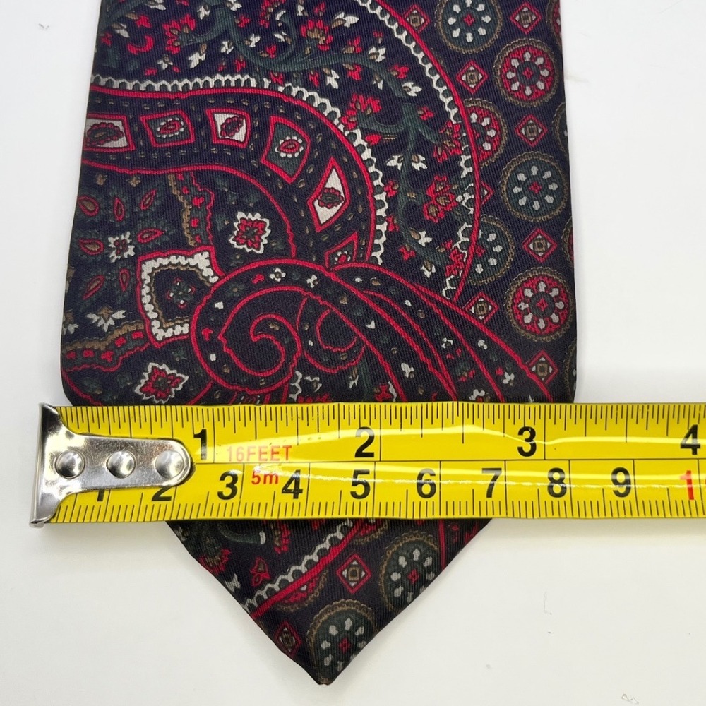 Gucci Accessory Collection Mens Silk Tie Paisley Medallion Burgundy Green Italy - Picture 4 of 5